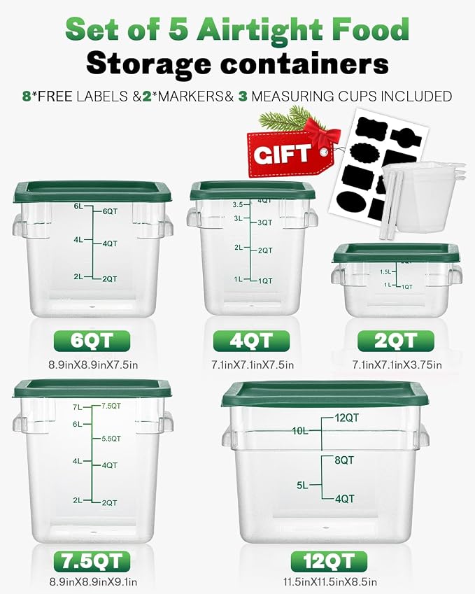 6QT NSF Food Storage Containers: 6PCS Commercial Clear Food Storage Containers - Image 8