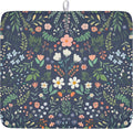 Floral Dish Drying Mat for Kitchen Counter Rustic Flower Leaves Print by Unknown