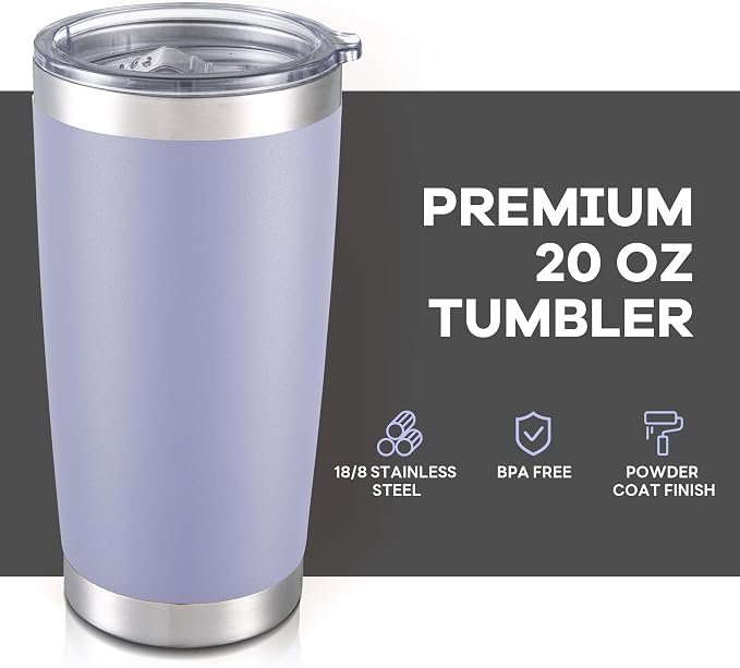 20 oz Tumbler with Lid Stainless Steel Insulated Tumblers Bulk Double Wall Vacuum Cups Powder Coated Travel Mug Keep Drinks Cold and Hot, Cosmic Lilac, 12 Pack - Image 2