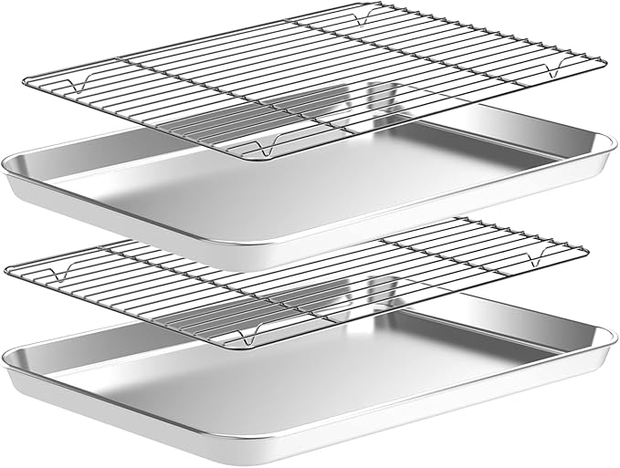 CEKEE Baking Sheet and Cooling Rack Set, Stainless Steel Cookie Sheet Baking by CEKEEBakingEasilyHappily