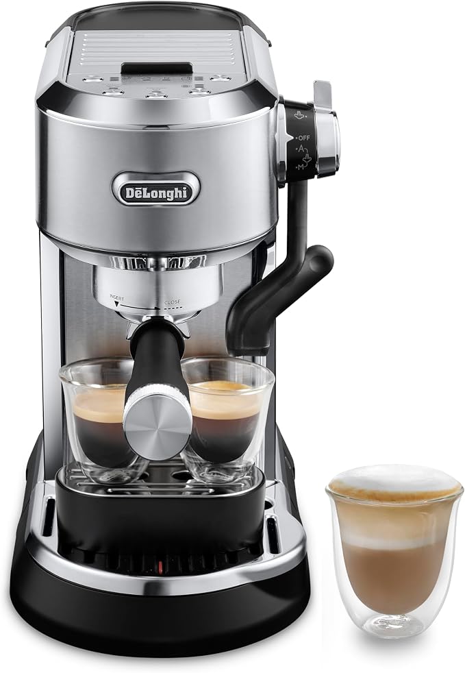 De'Longhi Dedica Maestro Plus Espresso Machine, Automatic Steam Wand, 3 Coffee Temp & Milk Foam Settings, 54oz Removable Tank, Easy-to-Clean Dishwasher-Safe Parts, Compact Stainless Steel Design by Unknown
