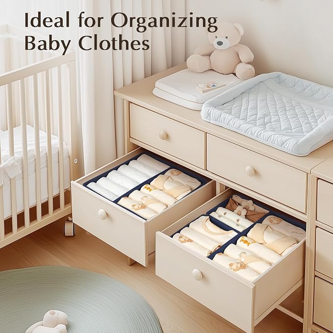 DIMJ Drawer Organizers Clothes, Fabric Closet Organizers and Storage, Shallow - Image 4