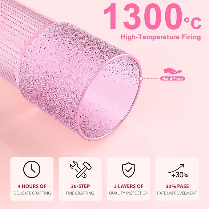 Luiaiog Glass Cups with Lids and Glass Straws, High Borosilicate 20OZ Pink Tumblers (2Pcs) for Coffee, Tea, Juice, Smoothies, Hot & Cold Drinks at Home/Office - Image 5