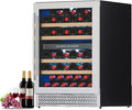 Albott 24 Inch Wine Fridge, Dual Zone 49 Bottle Wine Cooler | Includes Digital Temperature Control, Reversible Double-Layer Glass Door, Built-in or Freestanding Design, 41–68℉ by Albott