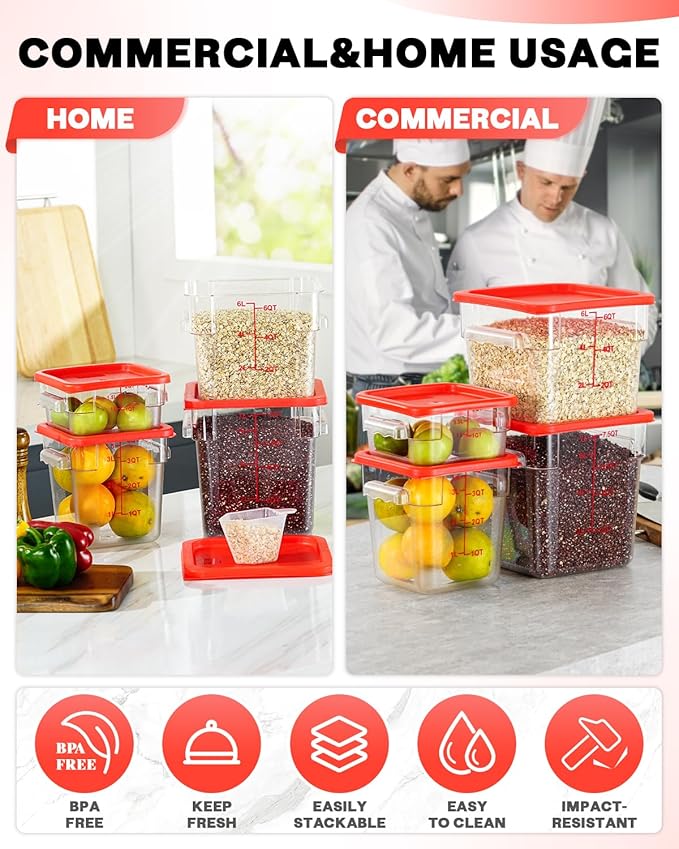 8QT NSF Food Storage Containers: 8 PCS Clear Food Storage Containers - Image 5