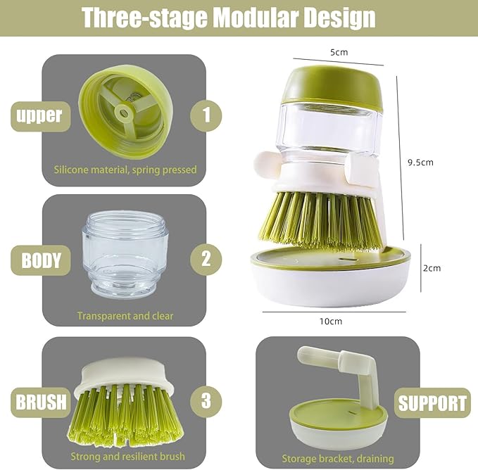 Soap Dispenser Dish Brush Palm Brush Scrub Brush Equipped - Image 2