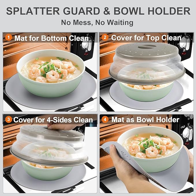 2 in 1, Aidacom Microwave Splatter Cover - Image 2