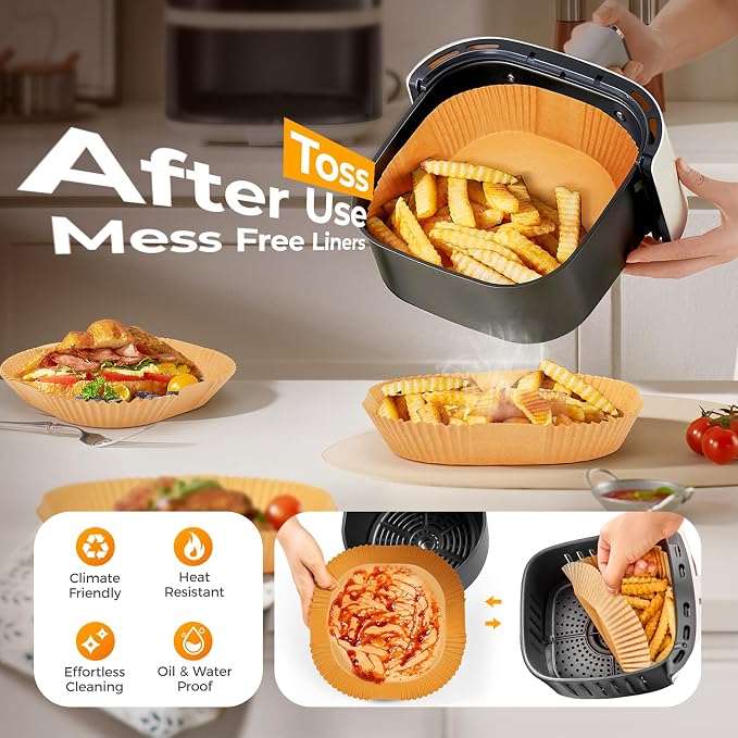 Vailnd 100Pcs 8" Air Fryer Liner Disposable for 5-8 QT Square - Image 4