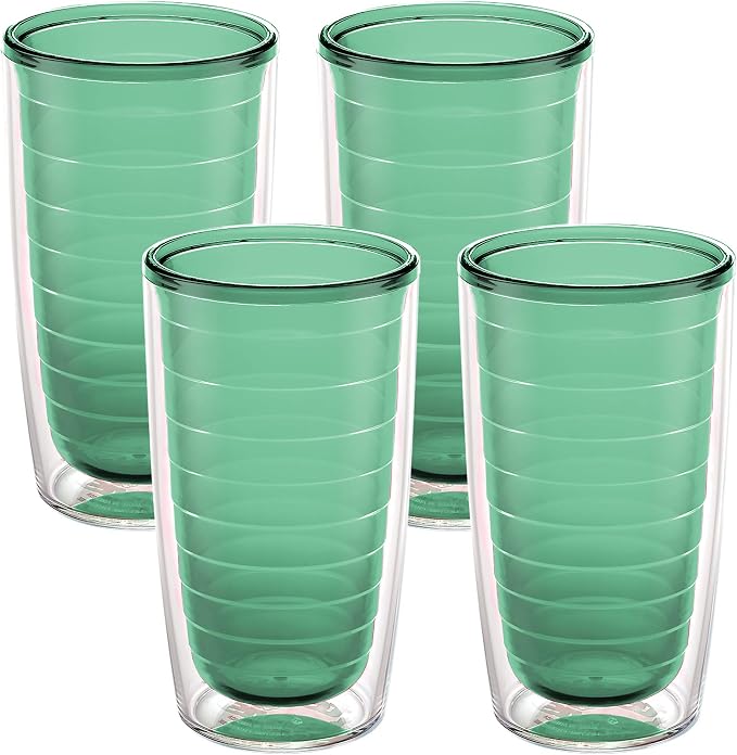Tervis Clear & Colorful Tabletop Made in USA Double Walled Insulated Tumbler Travel Cup Keeps Drinks Cold & Hot, 16oz - 4pk, Mangrove Green by TervisTumblerCompany