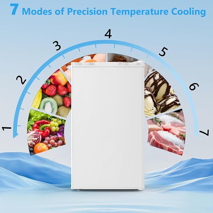 COWSAR 3.1 Cu.ft Mini Dorm Fridge for Bedroom Apartment Office, White | Reversible Single Door, Adjustable Thermostat, Energy Saving, Remove Glass Shelves, Compact Small Fridge for College Dorm - Image 3