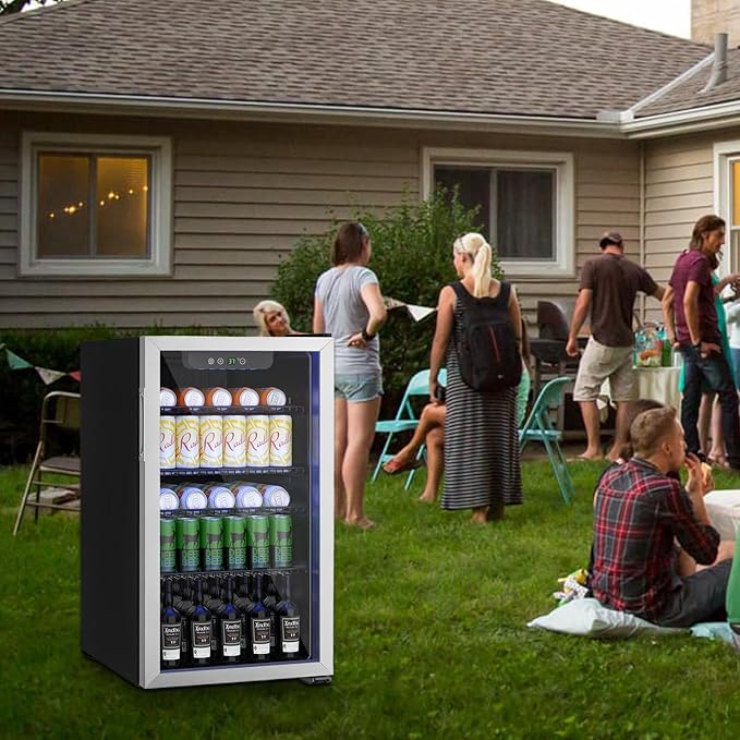 DOGHLY 3.2 Cu.ft Mini Fridge Glass Door, 126 Cans Beverage Refrigerator | Drink Fridge for Soda Beer Wine, Digital Temperature Control, Removable Shelf, Quiet Beverage Cooler for Office, Dorm, Bar - Image 6