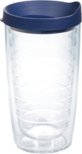 Tervis Clear & Colorful Lidded Made in USA Double Walled Insulated Tumbler Travel Cup Keeps Drinks Cold & Hot, 16oz, Navy Lid by TervisTumblerCompany