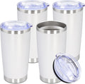 20oz Tumbler Stainless Steel Tumbler Cup with Lid Vacuum Insulated Double Wall Travel Mug, Durable Powder Coated Travel Coffee Tumbler Mug for Hot & Cold Drinks, White,4 Pack by AUWBON