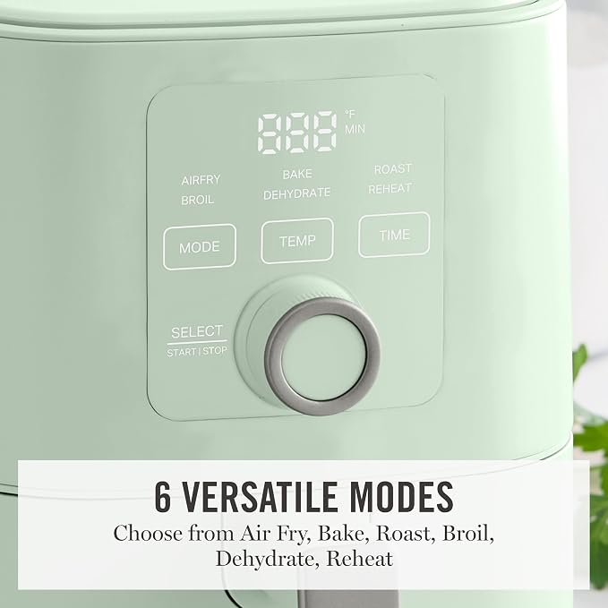 Martha Stewart 6-Quart Air Fryer, 6 Presets, Space Saving, Honeydew Sage - Image 3