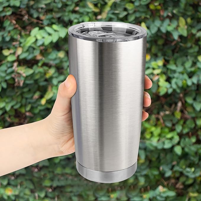 20oz Stainless Steel Tumbler Bulk with Lid, Travel Mug - Double Wall Vacuum Powder Coated Cup - Stainless steel, 6 Pack - Image 6