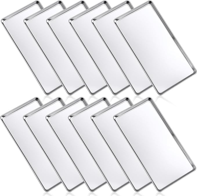 Mimorou 12 Pcs Baking Sheet Stainless Steel Cookie Sheet Small Metal Pans by Mimorou