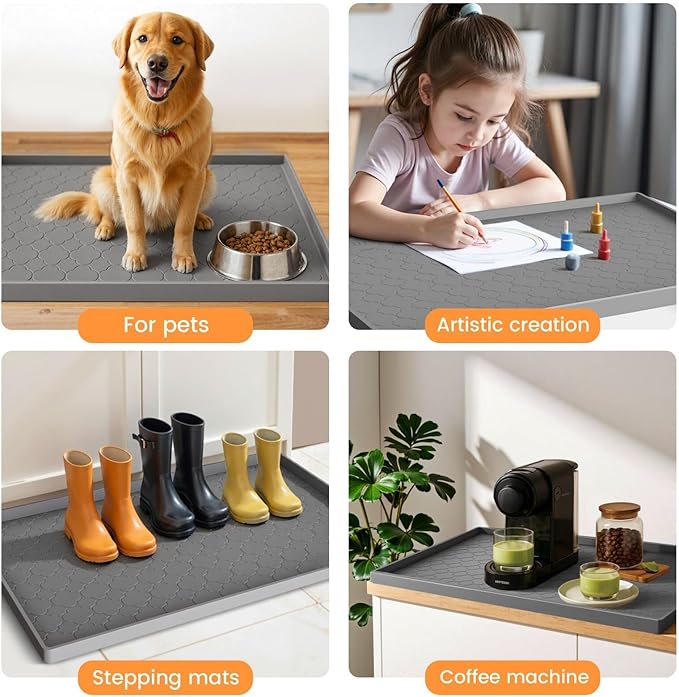 Jin&Bao Waterproof Under Sink Mat 37" x 19", Thick Silicone Mat Cabinet - Image 7