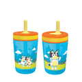 Zak Designs 15oz Bluey Kelso Tumbler Set, Leak-Proof Screw-On Lid with Straw Made of Durable Plastic and Silicone, Perfect Bundle for Kids, 2 Count (Pack of 1) by ZakDesigns