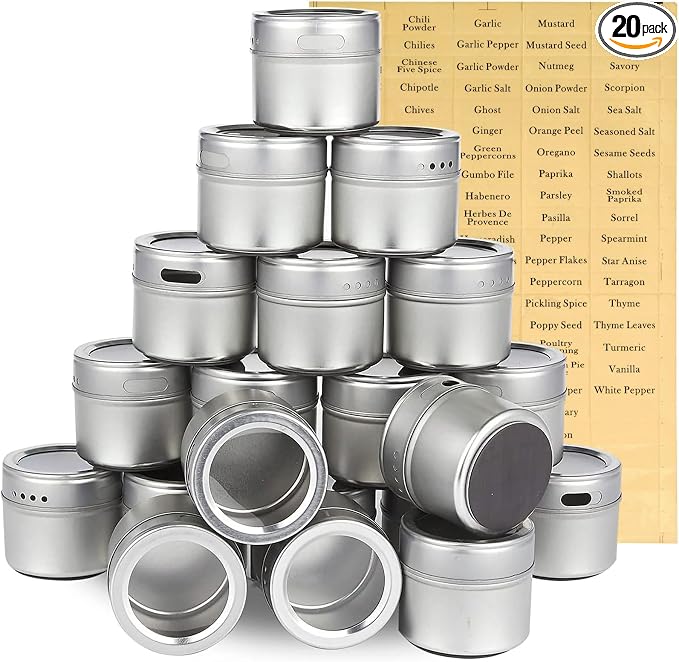 Juvale 20-Pack Magnetic Spice Jars by Juvale
