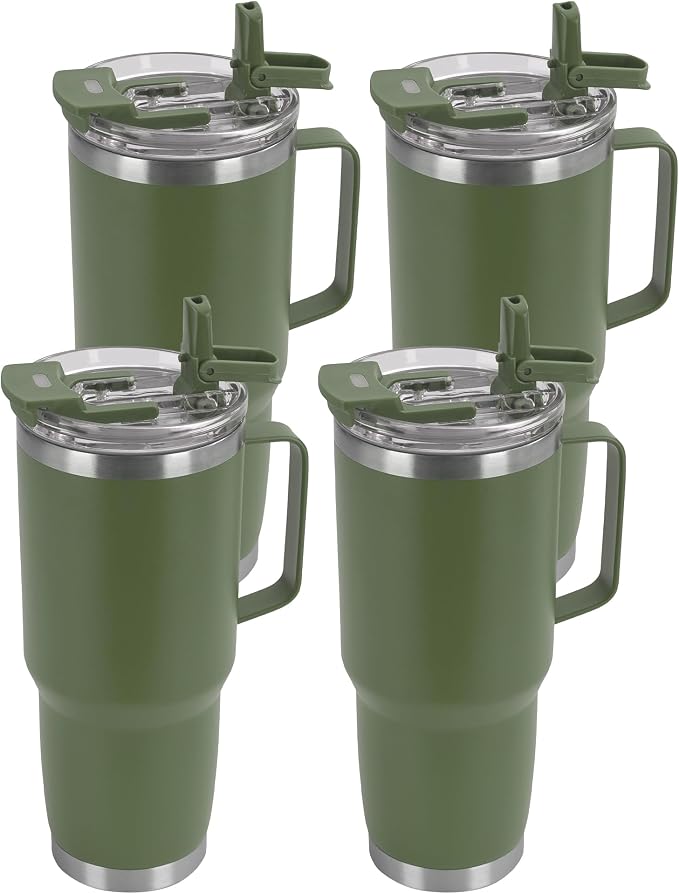 HASLE OUTFITTERS 30oz Tumbler Bulk with Handle, Insulated Travel Coffee Mug Set with Handle Leak-Proof Double Wall Stainless Steel Vacuum Tumblers Pack Metal Cup for Hot and Cold Drink by HASLEOUTFITTERS