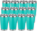 20oz Stainless Steel Tumbler Bulk with Lid, Travel Mug - Double Wall Vacuum Powder Coated Cup - Light Green, 12 Pack by Unknown