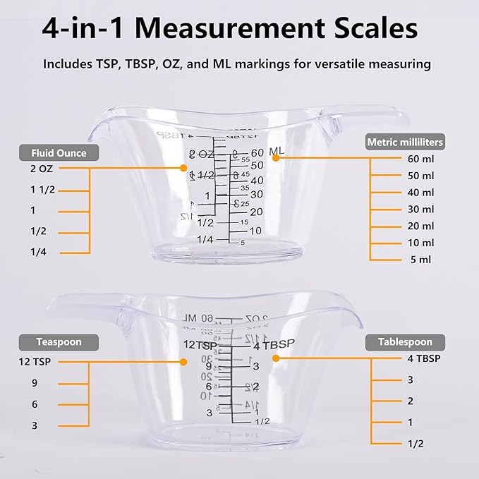 2 Pack Small Measuring Cups, 2oz/60ml Mini Measuring Cup - Image 3