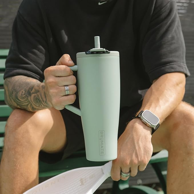 BrüMate Era Flip 40oz Tumbler with 100% Leakproof Covered Straw Lid | Hygienic Covered Straw | Insulated Stainless Steel Water Bottle with Handle | Cup Holder Friendly | BPA-Free (Mocha) - Image 5