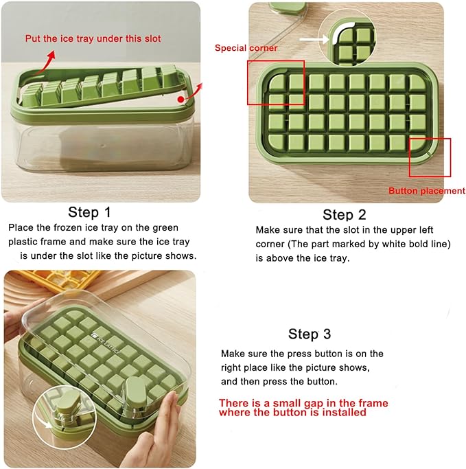 Ice Cube Tray with Lid and Bin for Freezer, 2 Pack - Image 2