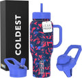 Coldest Tumbler with Handle and Straw - 100% Leak Proof Insulated Tumbler with Lid and Straw (3 Lids) - Stainless Steel Tumblers for Women & Men - Cup Holder Friendly Base, 36 oz (Trailblazer) by Coldest