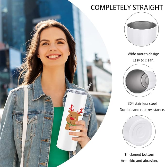 16 Pack 20 Oz Straight Skinny Tumblers,Individually Gift Boxed Stainless Steel Slim Skinny Tumbler Set Bulk, 20 Oz Insulated Slim Thin Travel Tumbler Cup for Diy, White - Image 5