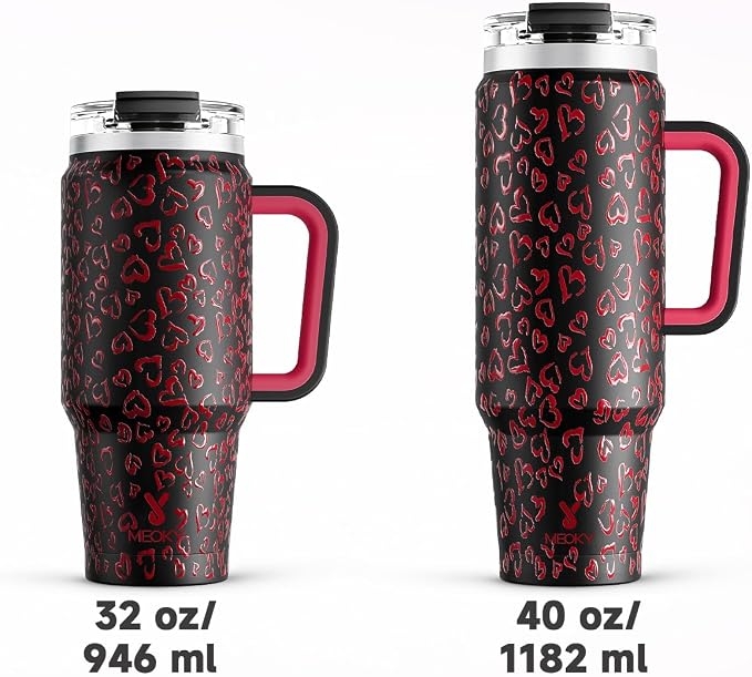 Meoky 40 oz Tumbler with Handle and Straw, Insulated Tumbler with Lid and Straw, Stainless Steel Travel Mug, Keeps Cold for 34 Hours, 100% Leak Proof, Fits in Car Cup Holder (Heart) - Image 8