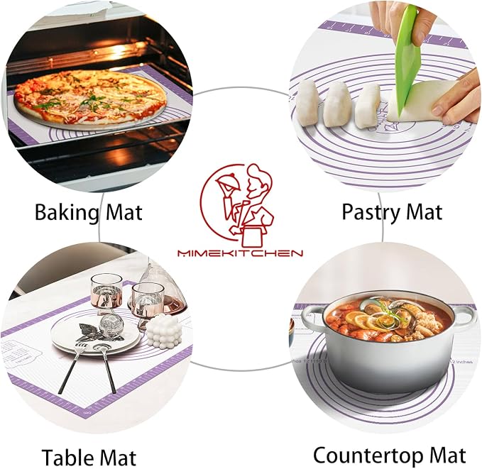 Silicone Mat for Baking, Non Stick Silicone Pastry Mat for Dough Pie Crust - Image 5