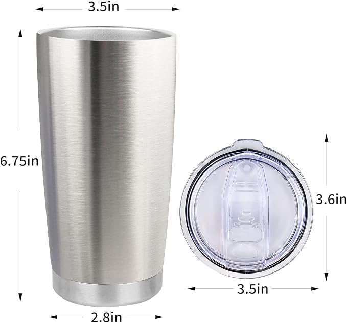 20oz Stainless Steel Tumbler Bulk with Lid, Travel Mug - Double Wall Vacuum Powder Coated Cup - Stainless steel, 6 Pack - Image 4