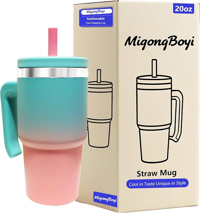 20-OZ Insulated Water Bottle,Insulated Stainless Steel Tumbler,Reusable Cold Drink Thermos,BPA-Free, Double-Wall Stainless Steel Water Bottle (Pink Blue Gradient, 20, Fluid Ounces) by Unknown