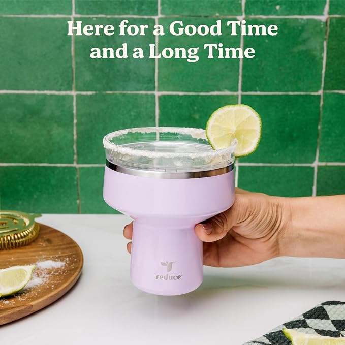 REDUCE Saltini 16 oz Cocktail Tumbler - Insulated Margarita Tumbler with Lid - Keeps Drinks Cold for 10 Hours - 360 Sippable Martini Glass Alternative - Shatterproof, Perfect for Parties - Sea Glass - Image 5