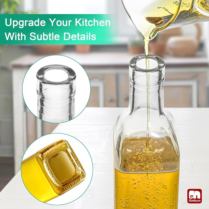 gmisun Olive Oil Dispenser for Kitchen, 4 Pack 17 fl oz Glass Oil Dispensers - Image 5