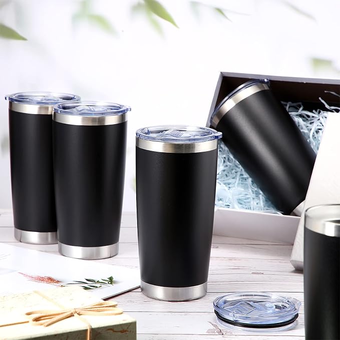 Sieral 36 Pack Stainless Steel Tumblers Bulk with Lids Double Wall Vacuum Insulated Coffee Cups Blank leakproof Powder Coated Tumblers for Engraving Wedding Graduation Party Favors(20 oz,Black) - Image 3