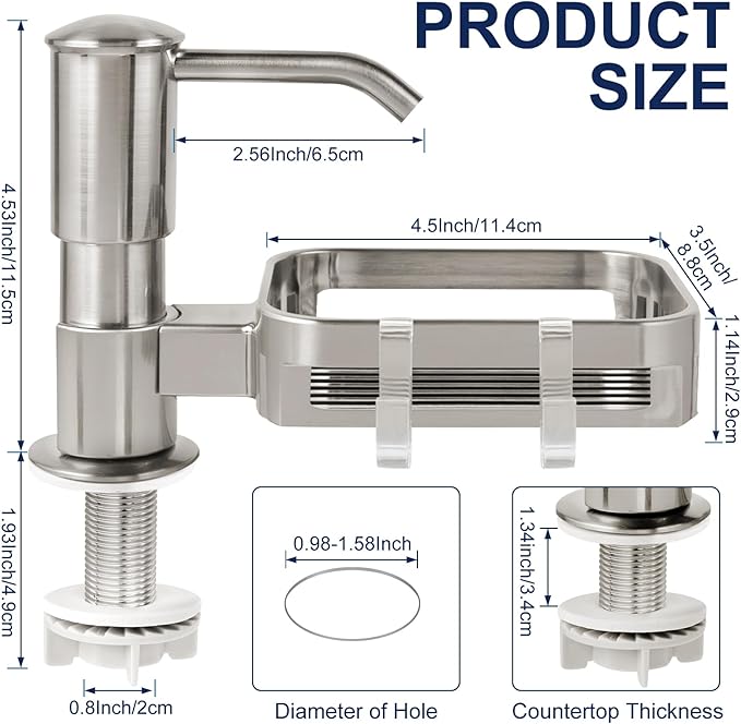 Soap Dispenser for Kitchen Sink, Built in Sink Soap Dispenser Pump - Image 2