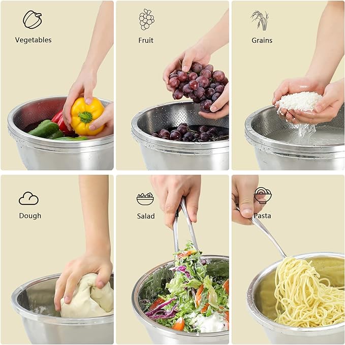 304 Stainless Steel Microporous Colander, 3.5QT Large Capacity - Image 4