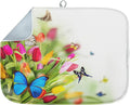 Sanwarm Absorbent Dish Drying Mat, Spring Flowers Butterflies Microfiber Pad by SanwarmHomeDecor