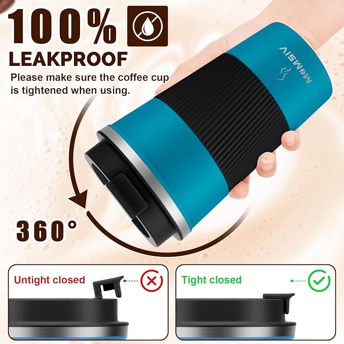 MOMSIV 17oz Travel Mug, Insulated Coffee Cup with Leakproof Lid, Vacuum Stainless Steel Double Walled Reusable Tumbler for Hot and Cold Water Coffee and Tea In Travel and Car - Image 4