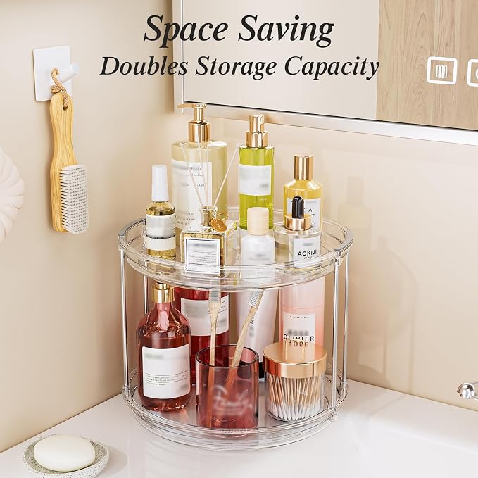 LAMU 4 Pack 10.6'' 2-Tier Lazy Susan Turntable Organizer Rotating Spice Rack - Image 4