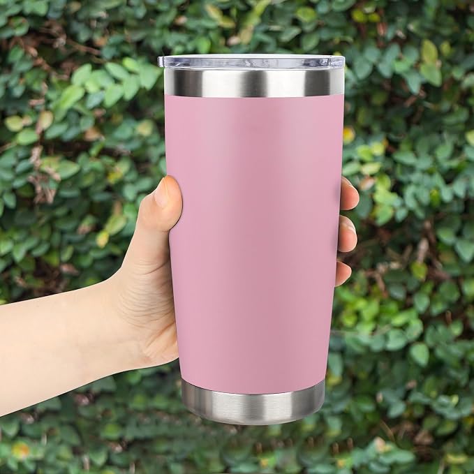 20oz Stainless Steel Tumbler Bulk with Lid, Travel Mug - Double Wall Vacuum Powder Coated Cup - Light Pink, 12 Pack - Image 6