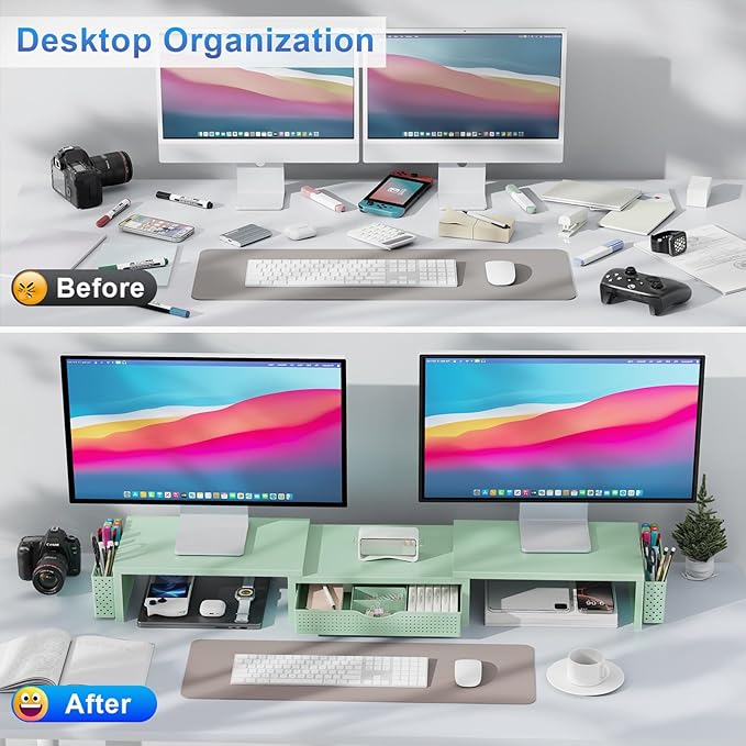 gianotter Dual Monitor Stand Riser, Desk Organizer - Image 2