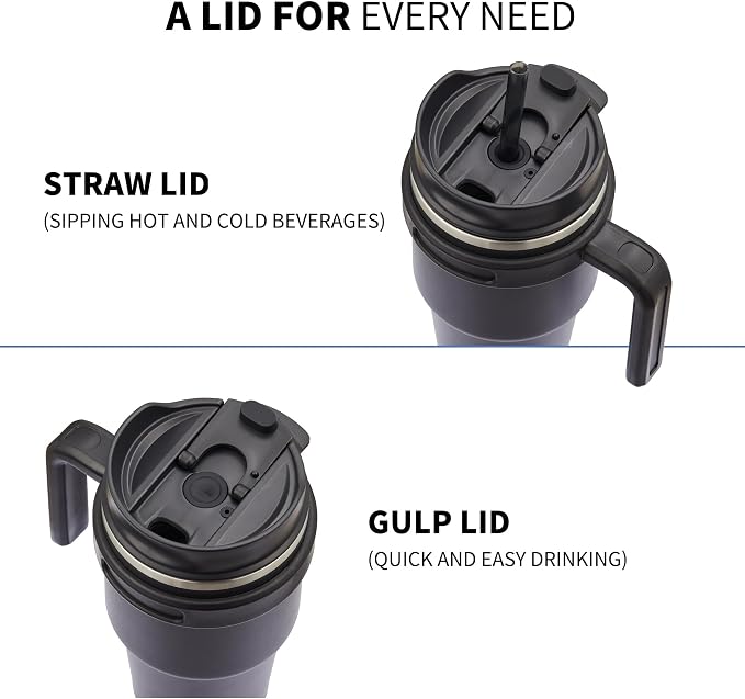 ALOUFEA 20 oz Insulated Coffee Mug Tumbler with Handle, Stainless Steel Travel Mug Tumbler with Lid and Straw,Double Wall Vacuum Leak Proof Ice Coffee Thermal Cup,Sage - Image 3