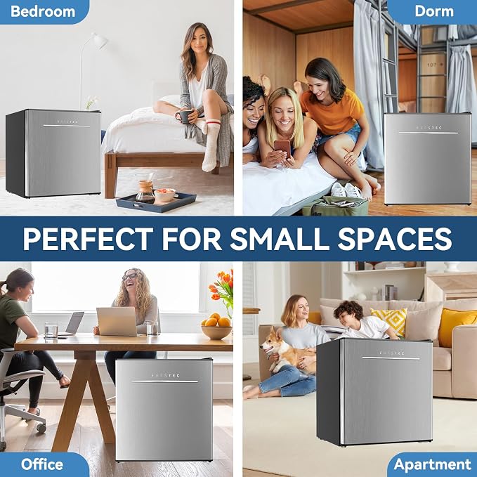 1.7 Cu.Ft Mini Fridge with Freezer, Mini Fridge for Bedroom, Small Refrigerator, Dorm Refrigerators with Freezer, Compact Refrigerator for Office, Apartment, Dorm, Bedroom (Grey) - Image 9