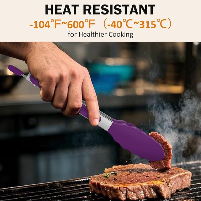 Tongs for Cooking, 600ºF High Heat-Resistant Stainless Steel Kitchen Tongs - Image 5