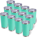 AIANJI 20oz Tumbler Bulk Stainless Steel Tumblers with Lid Vacuum Insulated Double Wall Travel Coffee Mug Powder Coated Tumbler Cup for Hot and Cold Drinks(Light Blue, 12 pack) by AIANJI
