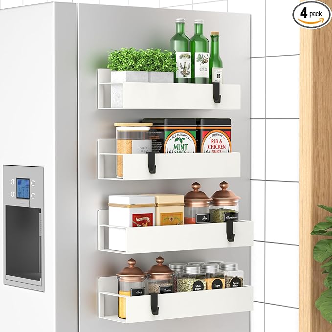 HuggieGems 4 Pack Magnetic Spice Storage Rack Organizer by HuggieGems