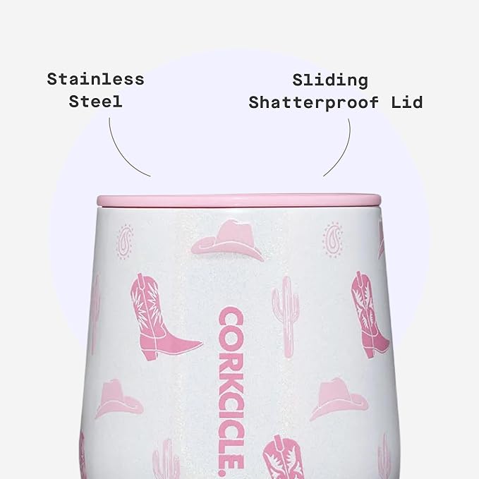 Corkcicle Classic Stemless Wine Tumbler - Keeps Drinks Cold for 6 Hours - Triple-Insulated Stainless Steel - Non-Slip Bottom - Summer Drinkware Gift - Keeps Drinks Ice Cold - 12 oz - Cowgirl - Image 5